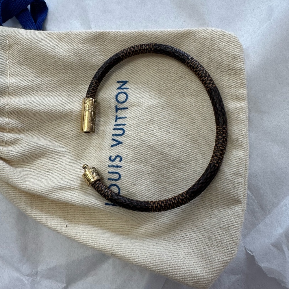 Louis Vuitton Gold and Brown Minimalist Bracelet